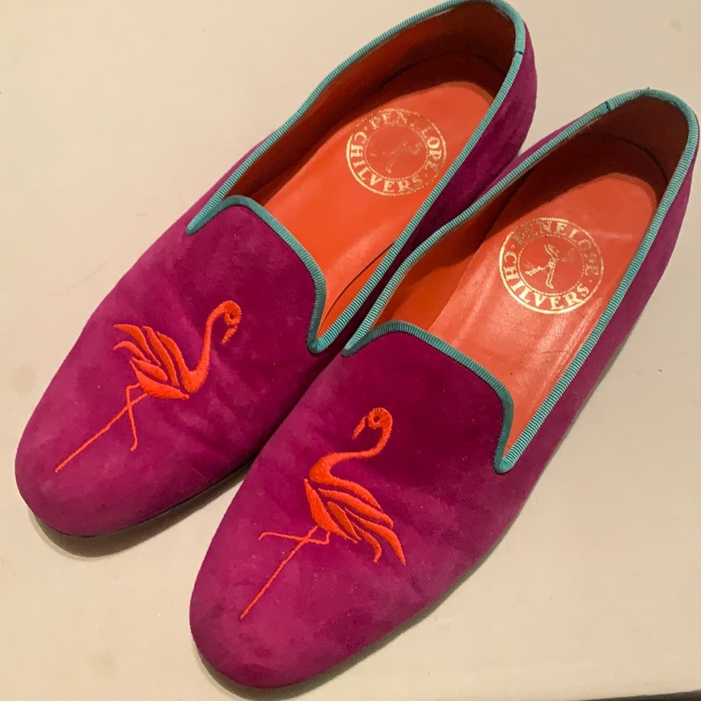 Penelope Chilvers Purple Teal Pink Flamingo Flats